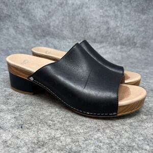 Dansko Maci 41 Black Leather Slide Clog Comfort Minimalist Casual Open Toe